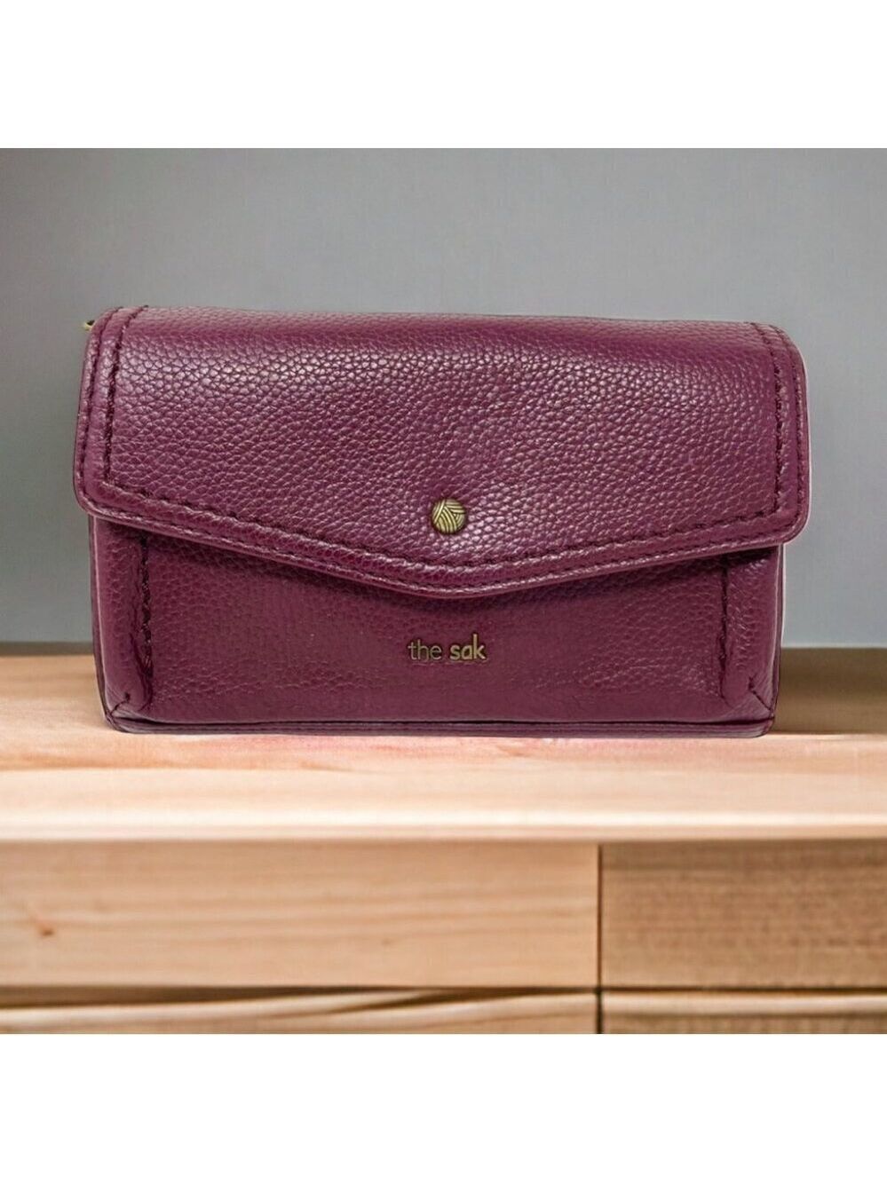 The Sak 3 in 1 Burgundy Pebbled Leather Crossbody Wallet Bag